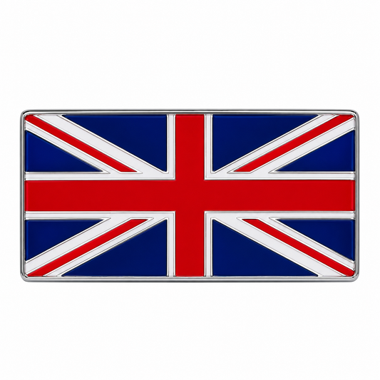 British Union Jack Aluminium Car Badge – 7 × 3.5cm