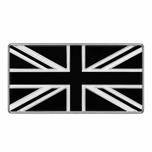 Mono Chrome Union Jack Aluminium Car Badge – 7 × 3.5cm