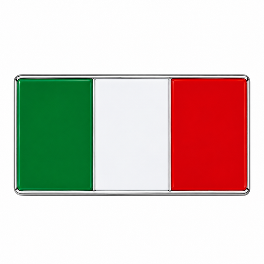Italian Flag Aluminium Car Badge – 7 × 3.5cm