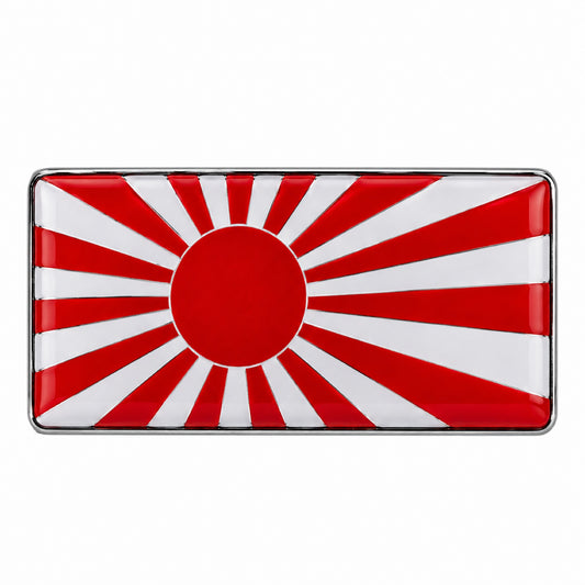 Japanese Rising Sun Aluminium Car Badge – 7 × 3.5cm